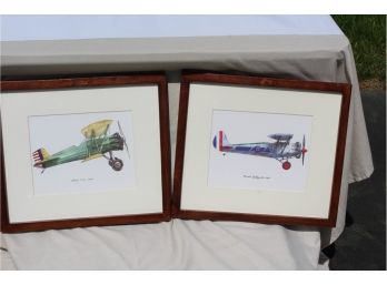 2 Pottery Barn Biplane Prints Framed