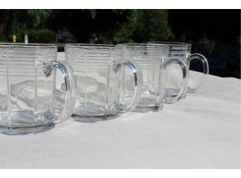 4 Octagonal Clear Glass Coffee Cups From France - Arcoroc Brand