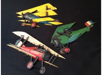 3 Large Vintage Sexton Metal Airplanes Wall Decor Made In USA