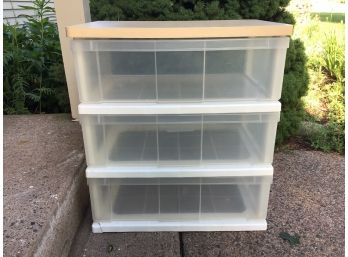 3 Drawer Storage Chest With Wood Look Formica Top