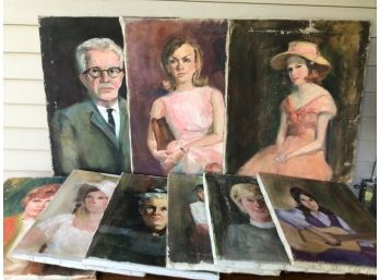 Vintage Portrait Lot By CT  Artist Grace Clark 9 Paintings