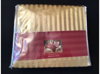 New Luxury Satin King Size Sheet Set Gold 4 Piece