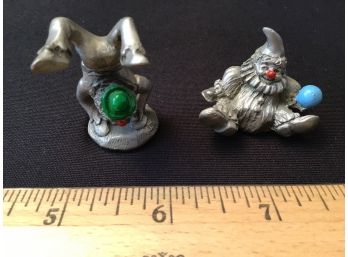 Miniature Pewter Clown Figurines