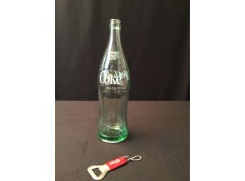 26 Ounce Green Glass Coca Cola Bottle With Vintage Coke Bottle Opener Defiance Ohio