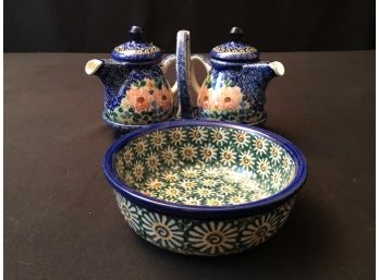 Polish Pottery Lot  Handmade In Poland By Artistic Ceramics