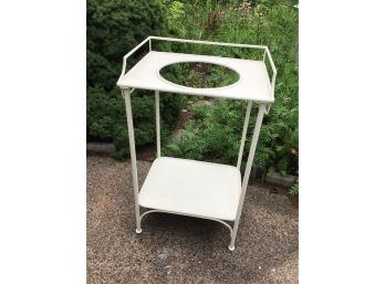 Antique Metal Washstand With  Basin Towel Bars And Shelf