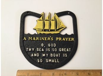 Vintage Cast Metal Mariners Prayer Plaque With Ship