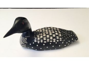 Carved Wood Common Loon Duck Decoy Hand Painted