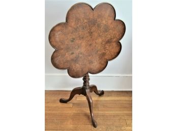 Beautiful Burled Tilt Top Pie Crust Table