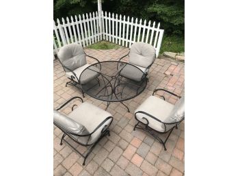 Outdoor Patio Set  Metal Table With Four Chairs