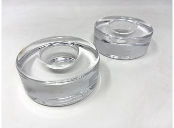 Pair Of Orrefors Sweden Crystal Tealight Holder