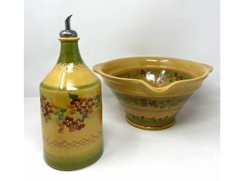 Terre Provence France Bowl And Olive Oil Bottle