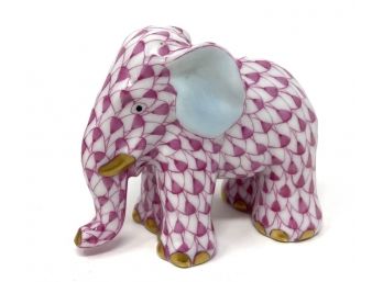 Herend Miniature Elephant - 24k Gold Accents Hand-Painted From Hungary