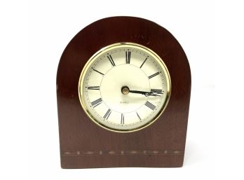 Vintage Wood Inlay Quartz Mantle Clock