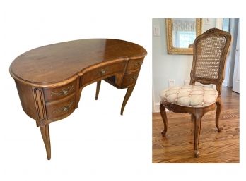 Louis XV Dressing Table With Caned Back Chair