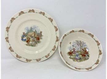 Royal Doulton Fine Bone China Bunnykins Bowl And Plate