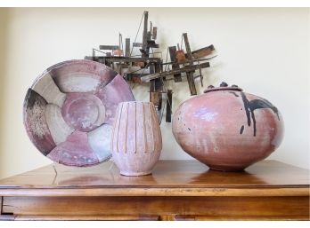 Trio Of Artist-signed Art Pottery Pieces