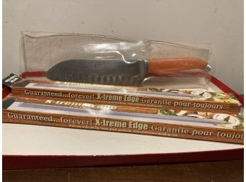 Two X-tremem Edge Knives And A Chefs Knife