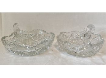 2 Cut Glass Condiment Serving Dishes