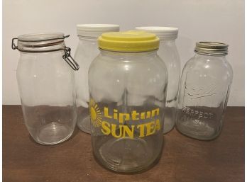 Large Pickling Jars And Sun Tea Jar