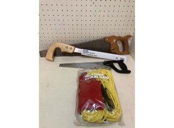 Hand Saws Rope And A High Limb Chain Saw Kit