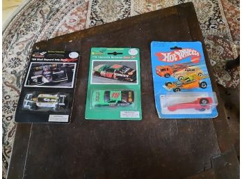 Lot Of 3 Vintage Die Cast 1 Hot Wheels & 2 EPI Sports - One Has Very Rare Misprint On Bobby LaBonte's Car