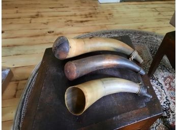 Lot Of 3 Large 12' - 13' Antique Powder Horns