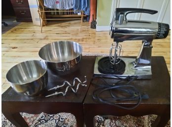 Vintage 1960s Sunbeam MixMaster Stainless Steel Electric Mixer