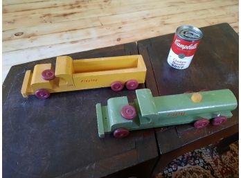 Lot Of 2 PLAYTOY 1950's Wooden 12' Truck Toys In Great Condition!