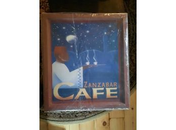 Zanzibar Cafe Wood Framed Print Of 18' X 16' - New Sealed In Plastic