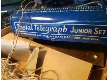 Very COOL Vintage Elkay Tin Litho Junior Morse Code Postal Tri Signal Telegraph Set Set Is Used But In Excelle