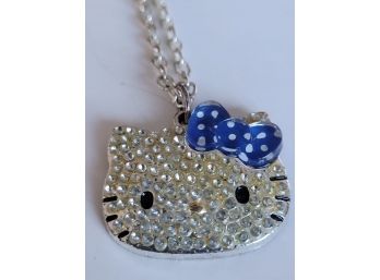Vintage Hello Kitty Rhinestone Pendant Necklace
