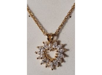 Pretty Heart 14k Gold Plated And Cubic Zirconia Pendant Necklace