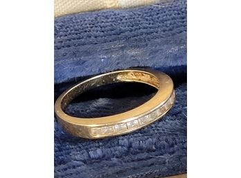 14K Yellow Gold Fancy Round Band With Channel Set CZ