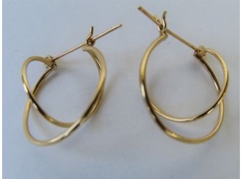 14k Yellow Gold Circle & Spiral Hoop Earrings