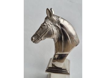 A Silver Chrome Horse Head Decorator Equine Statue