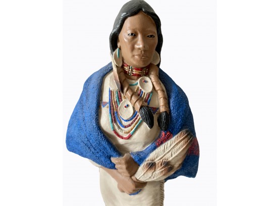 Vintage Teissedre Designs Figurine Of Native American Squaw 16' Tall