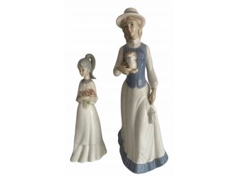 Pair Of Porcelain Figurines  - Mother & Daughter From Valencia, Spain