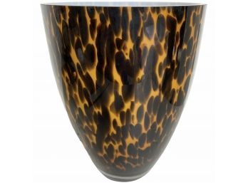 Large Momo Panache Tortoiseshell Glass Vase Handcrafted In Poland