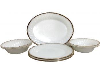 A Collection Of Scalloped Vintage Fire King Dinnerware