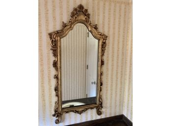 Ornate Gold Painted Carved Wood Mirror 42' X 21'