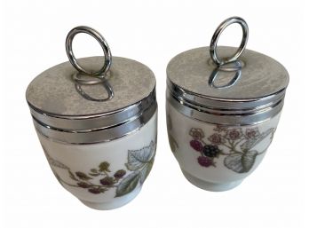 Pair Of Small Royal Worcester Porcelain Egg Coddler In Original Box (D).