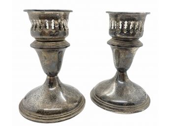 Pair Of Vintage Sterling Silver Candle Sticks