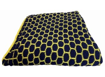 Vintage Blue And Yellow Knitted Blanket