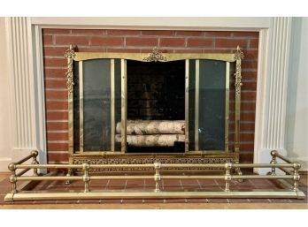 Vintage Brass Fireplace Screen And Hearth Gate