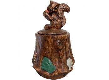 Vintage Wood Grain Squirrel Cookie Jar