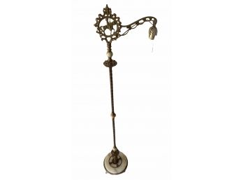 Spectacular Antique Brass Floor Lamp With Knight And Jewels