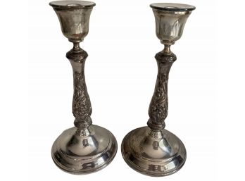 Vintage Pair Silver Plate Candlesticks