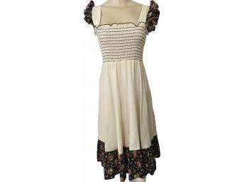 Vintage Smocked Flowered Halter Dress