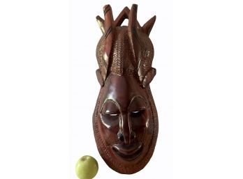 Large Vintage Carved Wood African Mask 22' X 9'